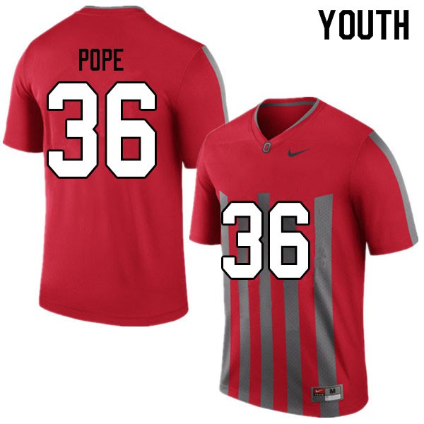 Ohio State Buckeyes #36 K'Vaughan Pope Youth Stitched Jersey Throwback OSU3856